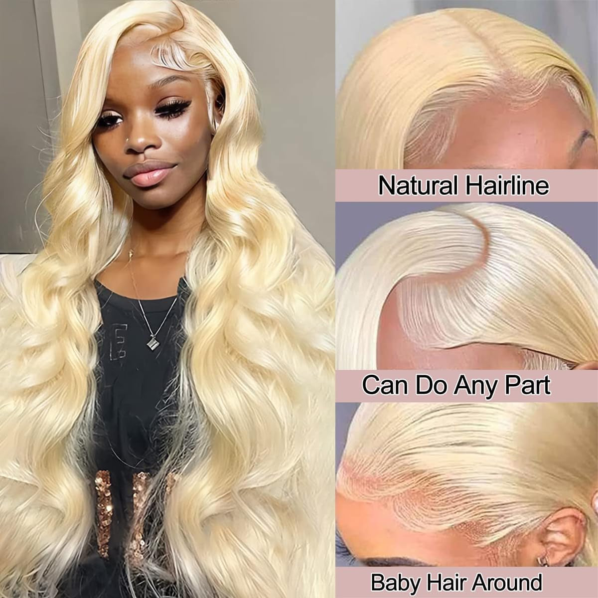 Alimubi 613 13X6 Lace Front Wig Human Hair 200 Density 613 Lace Front Wig Human Hair 40 Inch Body Wave Blonde Wig Human Hair (40 Inch)