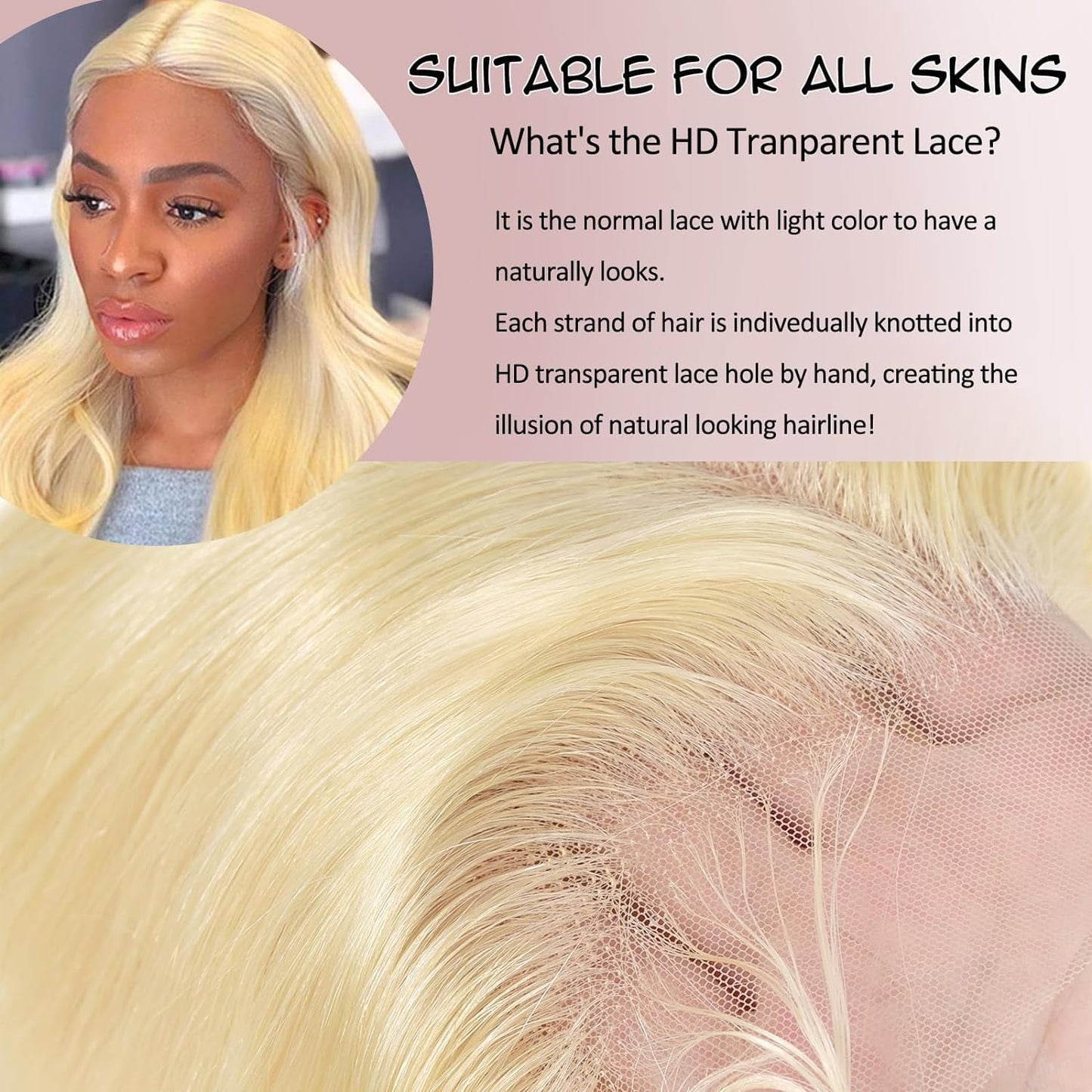 Alimubi 613 13X6 Lace Front Wig Human Hair 200 Density 613 Lace Front Wig Human Hair 40 Inch Body Wave Blonde Wig Human Hair (40 Inch)