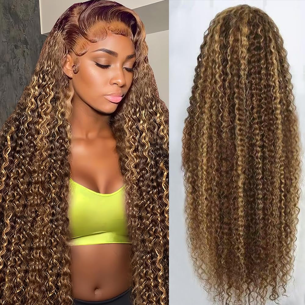 28Inch Chocolate Brown Lace Front Wig Human Hair 13X6 HD Transparent Body Wave Lace Front Wigs Human Hair Pre Plucked Glueless Frontal Brown Wig Human Hair 180% Density #4