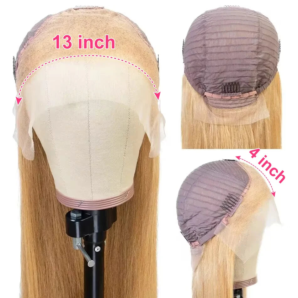 #27 Honey Blonde Human Hair Wigs HD 13X6 Lace Frontal Wigs Bone Straight Lace Front Human Hair Wigs for Women