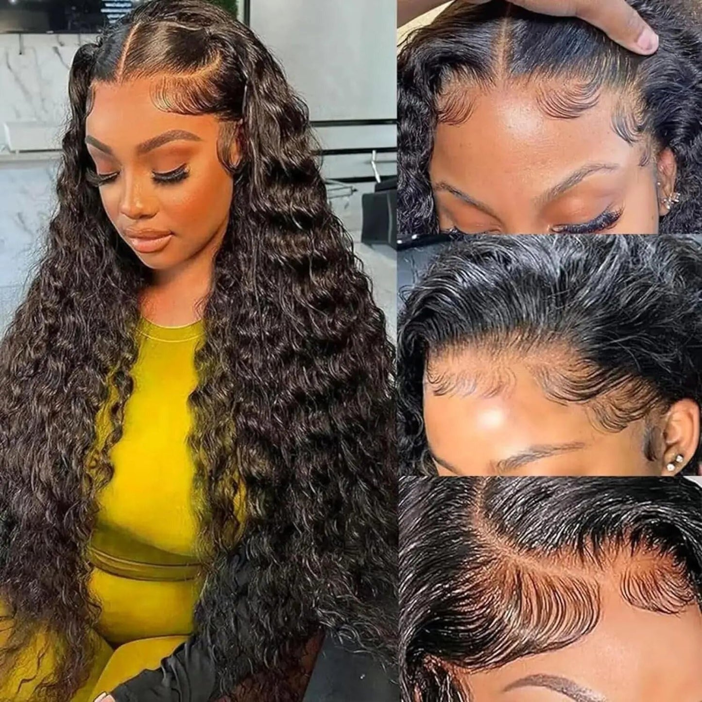 26 Inch Deep Wave Lace Front Wigs Human Hair 13X6 HD Lace Front Wigs Human Hair Pre Plucked with Baby Hair 180% Denity Deep Curly Human Hair Wigs for Women Natural Color