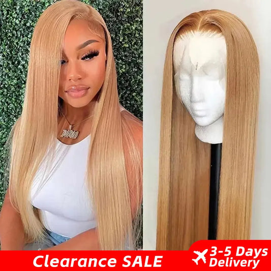 #27 Honey Blonde Human Hair Wigs HD 13X6 Lace Frontal Wigs Bone Straight Lace Front Human Hair Wigs for Women
