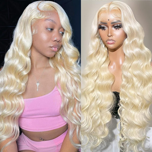Alimubi 613 13X6 Lace Front Wig Human Hair 200 Density 613 Lace Front Wig Human Hair 40 Inch Body Wave Blonde Wig Human Hair (40 Inch)